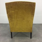 English armchair Napoleon III in mustard yellow velvet