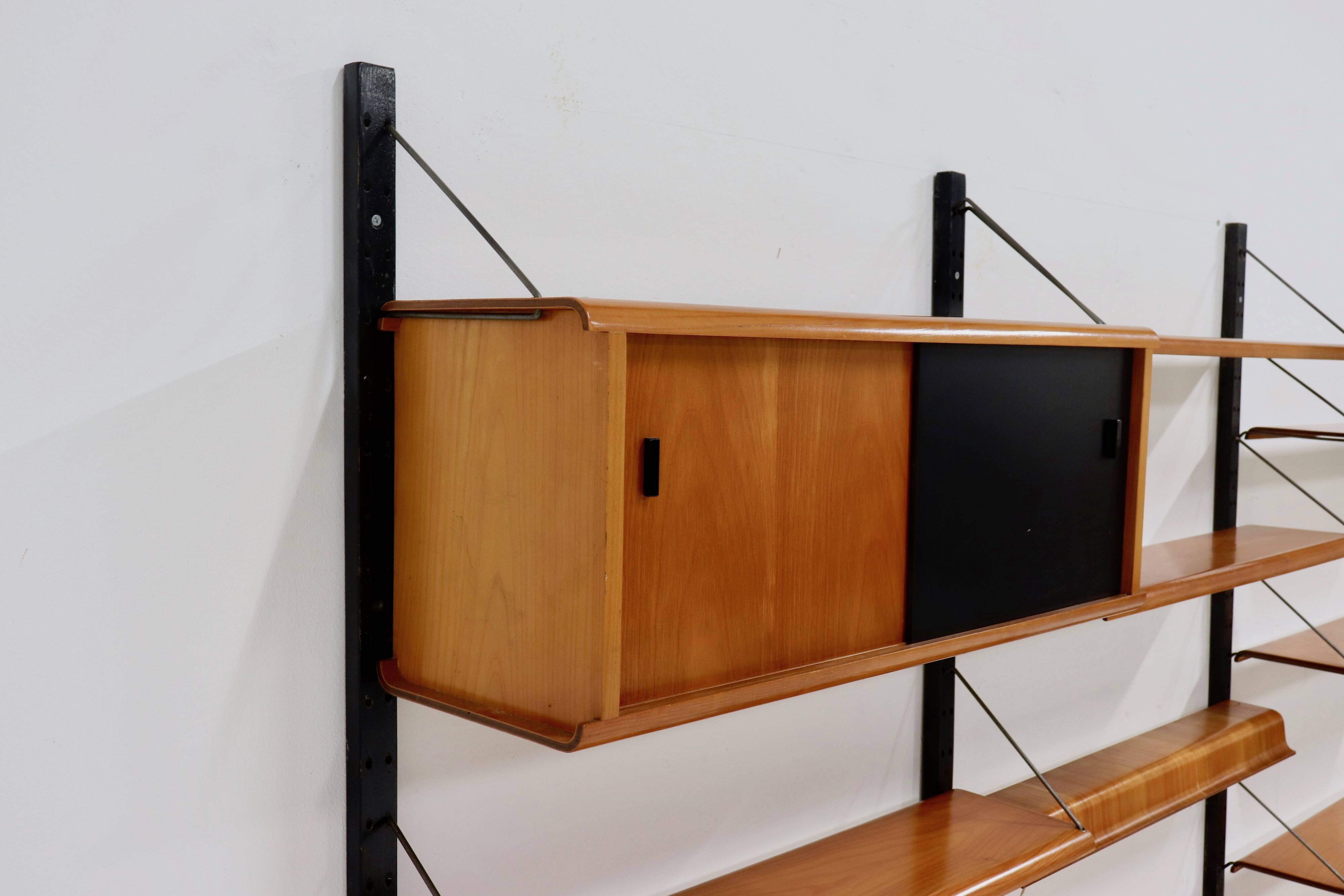 Rare Scandinavian Wall Mounted Plywood Shelving Unit 1950s