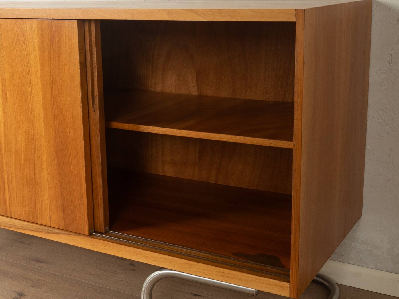 1950s sideboard, partly solid, walnut veneer, Bauhaus design, attributed to Franz Ehrlich