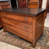 Chest of drawers flat columns cherry blond marble top period Restoration