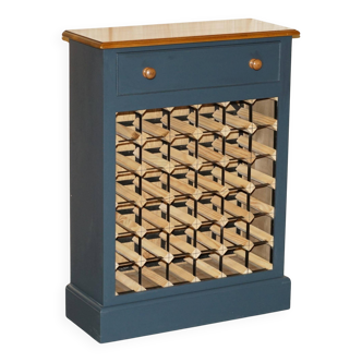 Vintage wine rack furniture for 36 bottles with drawer.