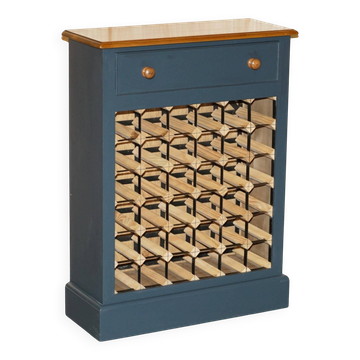 Vintage wine rack furniture for 36 bottles with drawer.