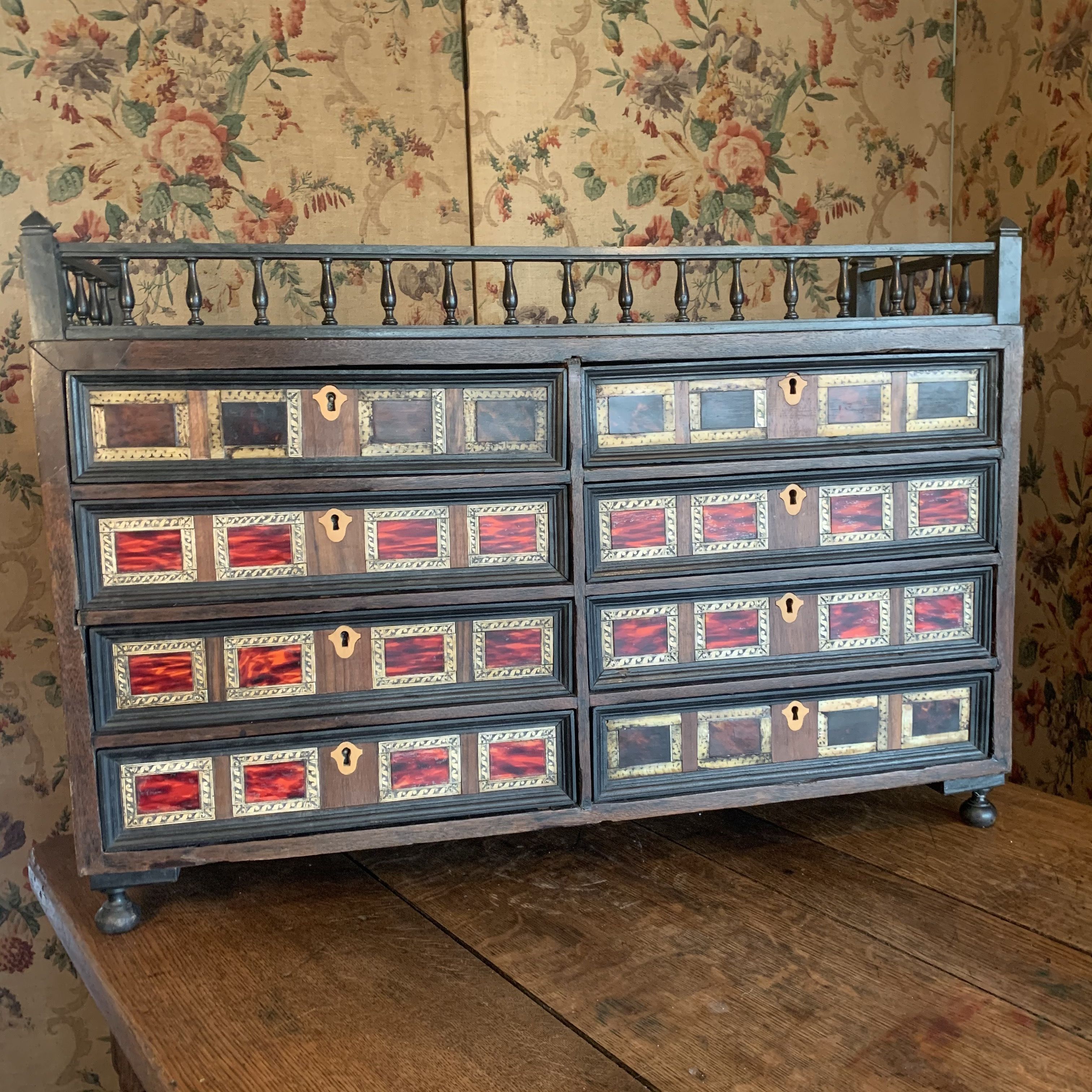 Antwerp cabinet to be laid in tortoiseshell and 17th century marquetry