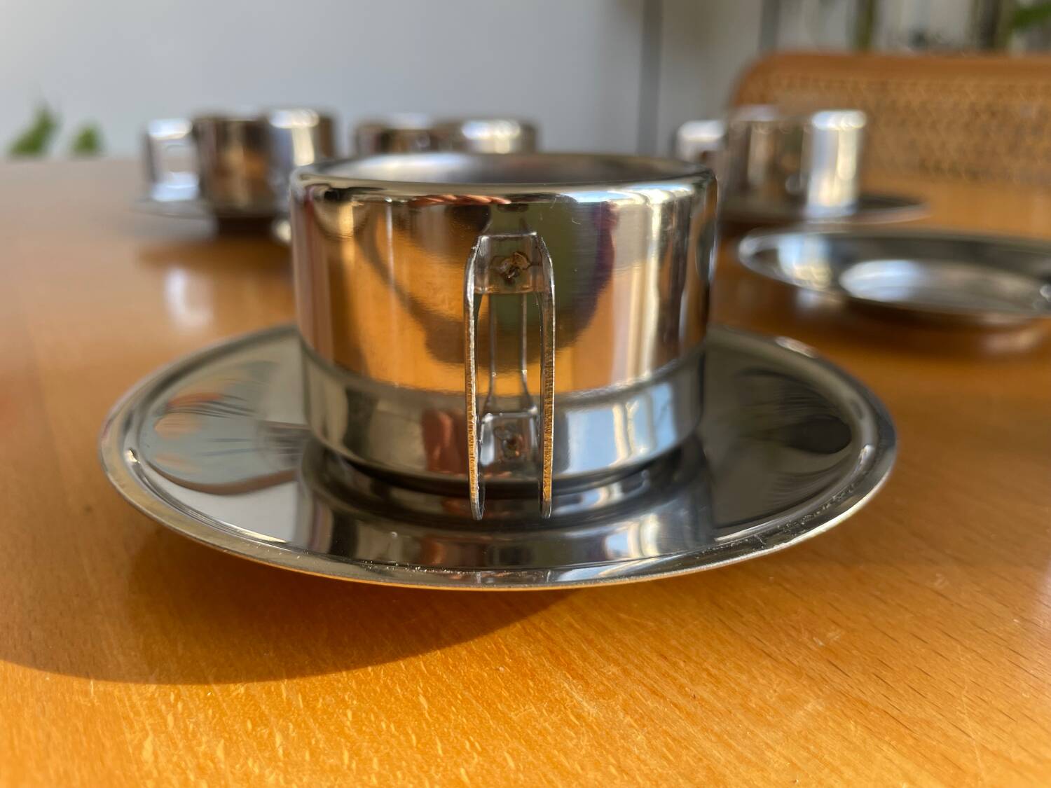 Casalinghi STO stainless steel cups, vintage 70s Italian design