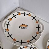 Plat et 6 assiettes à dessert art deco Badonviller