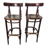 Paire de tabourets de bar à dossier