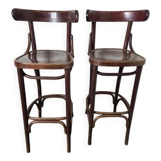 Paire de tabourets de bar à dossier