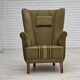 1960s, Danish highback armchair, original green furniture wool.