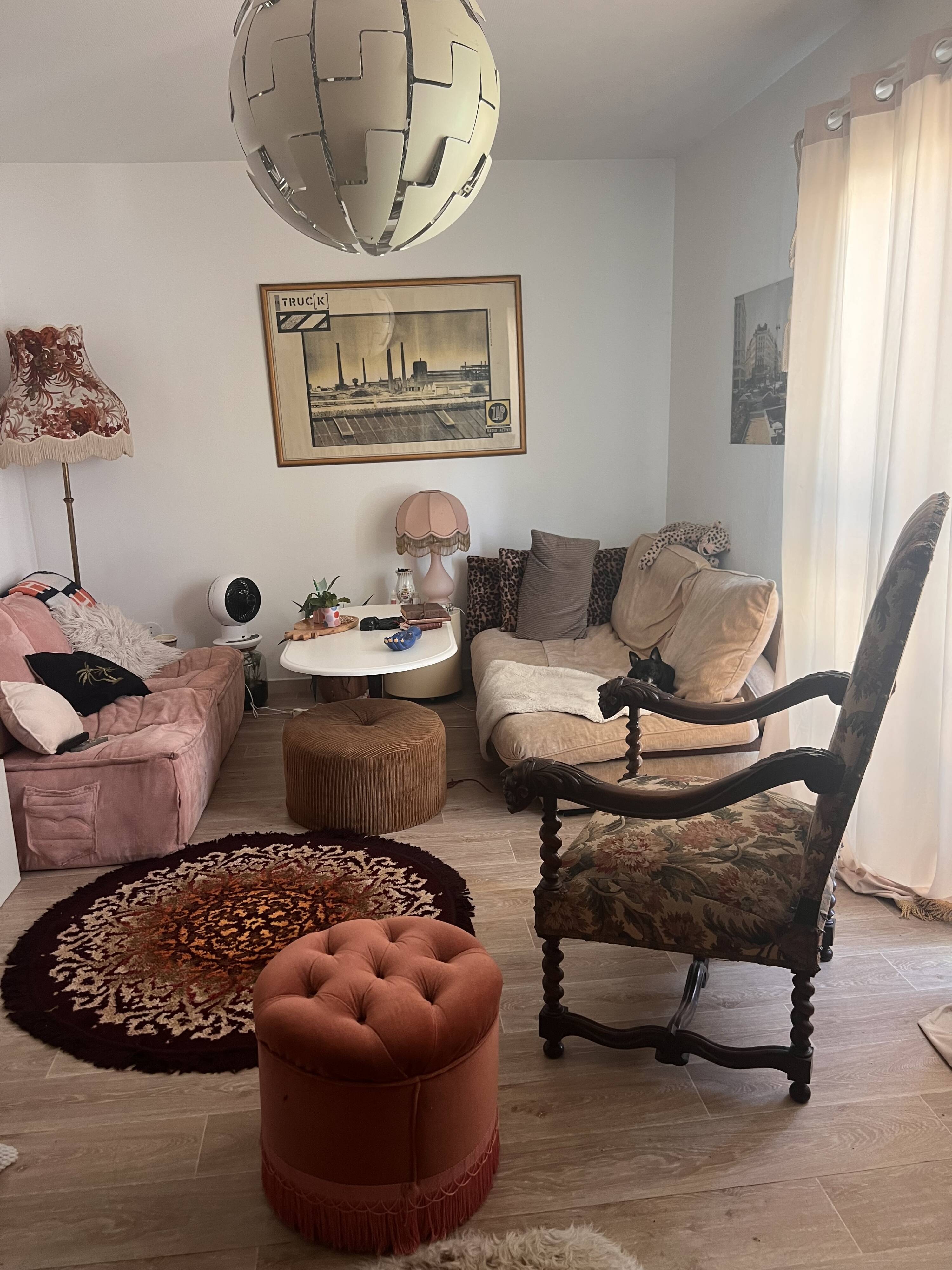 Antique armchair in Henri II style with masks