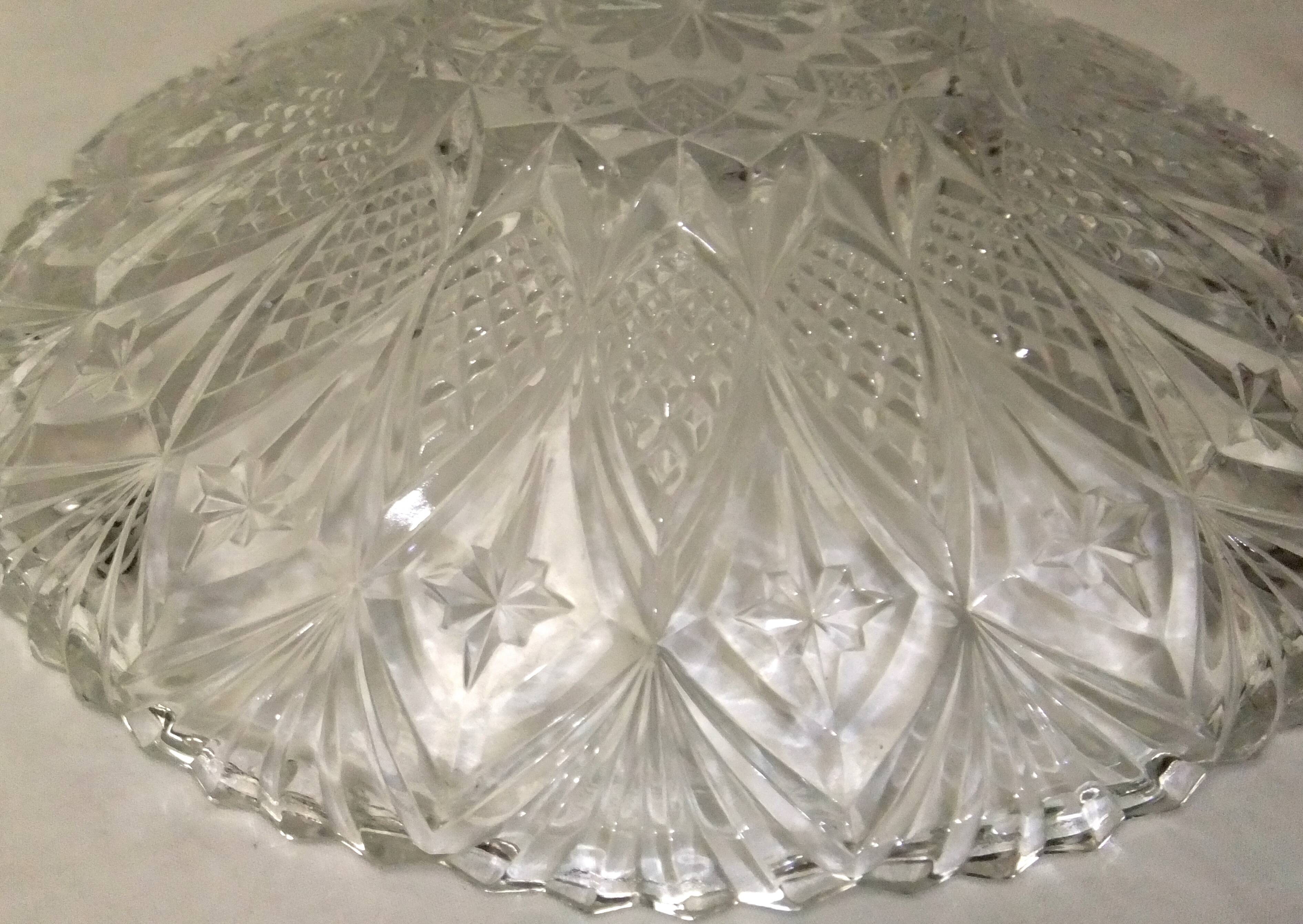 Cut crystal fruit bowl basket centerpiece vintage dish 33cm