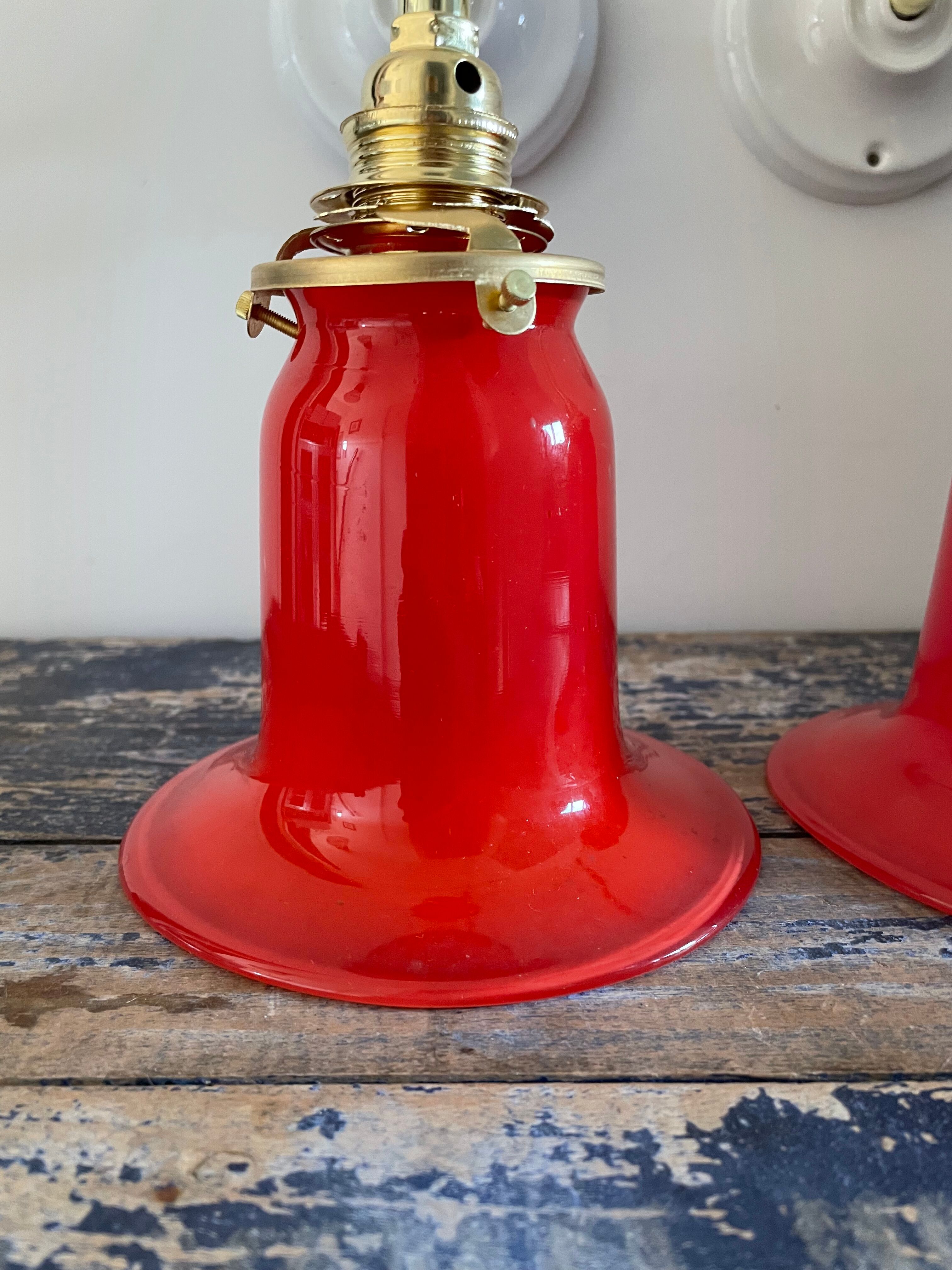 Pair of art deco wall lamps electrified to nine