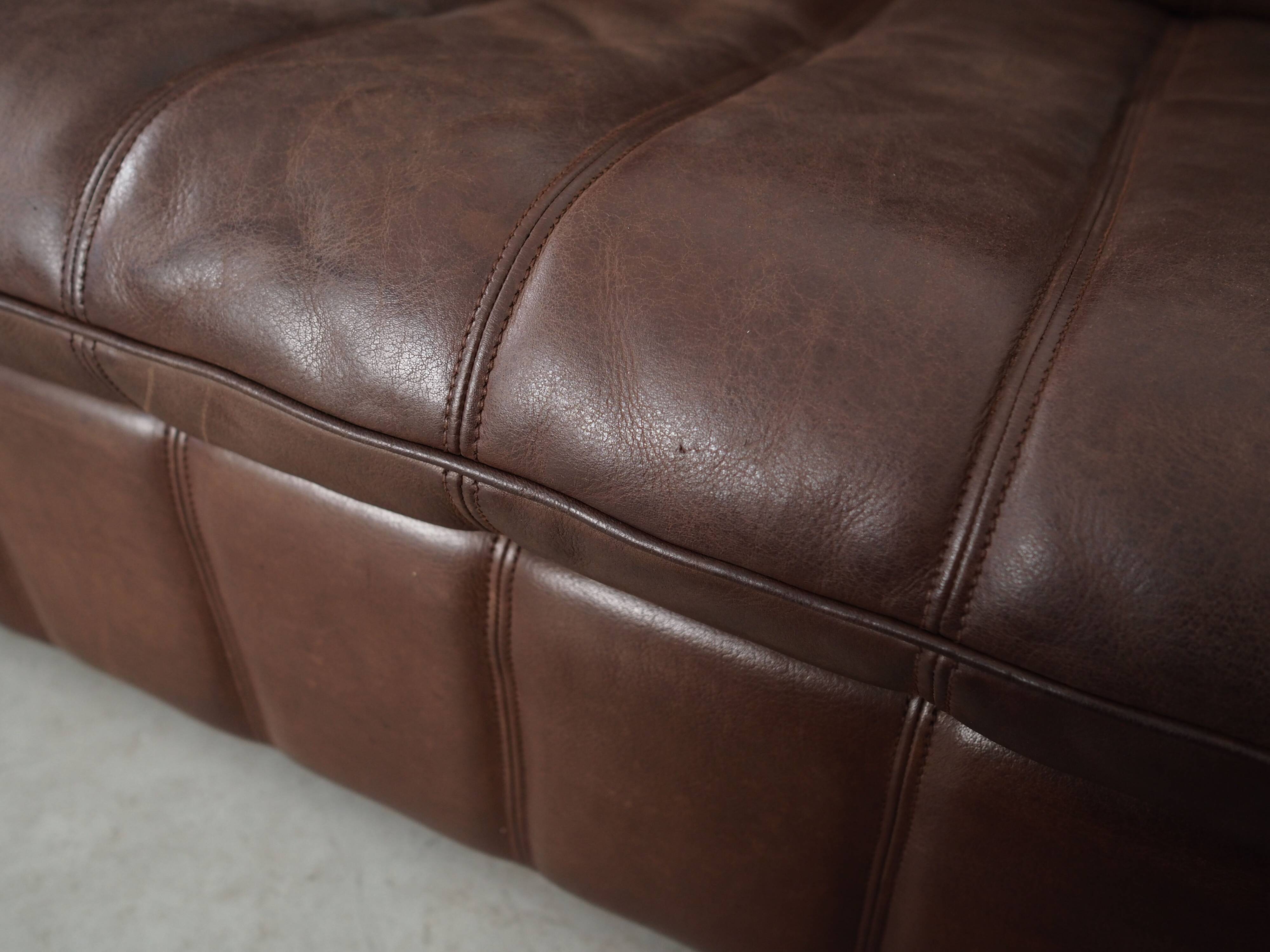 Brown leather sofa, Swiss design, 1970s