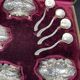 4 salt pots, silver, Ravinet D'enfert, 4 shovels, white glass interior, case, purple interior, 19th century