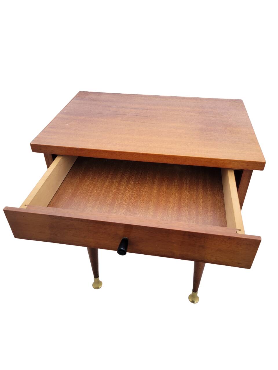 Vintage bedside table with golden pencil legs