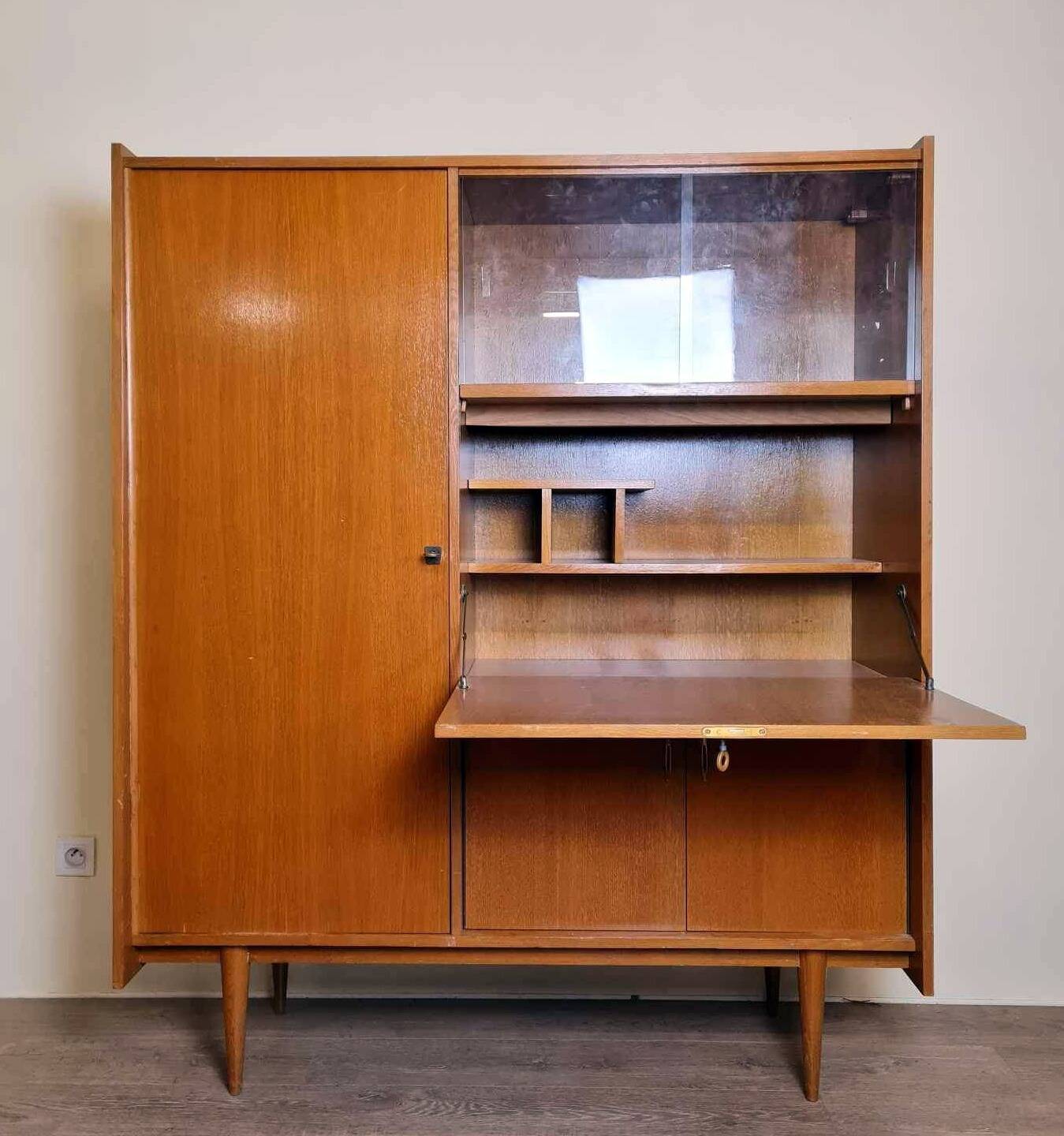 Vintage secretary cabinet from the 60s in teak