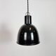 Small Industrial Black Enamel Ceiling Lamp, 1950s