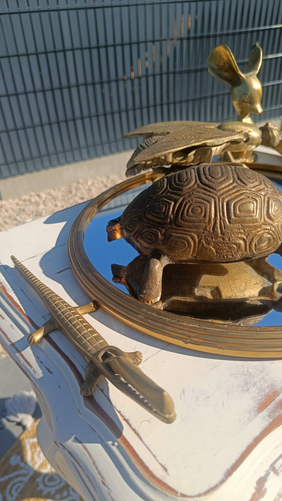 Vintage bronze turtle ashtray