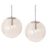clear glass ball pendant chrome Limburg, Germany, 1970s