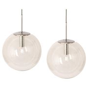 clear glass ball pendant chrome Limburg, Germany, 1970s