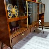 Renewed 1950s art deco showcase, high-legged, retro, vintage