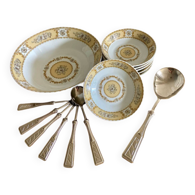Service à dessert La S. Marco métal argenté et porcelaine
