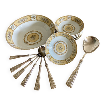 Service à dessert La S. Marco métal argenté et porcelaine