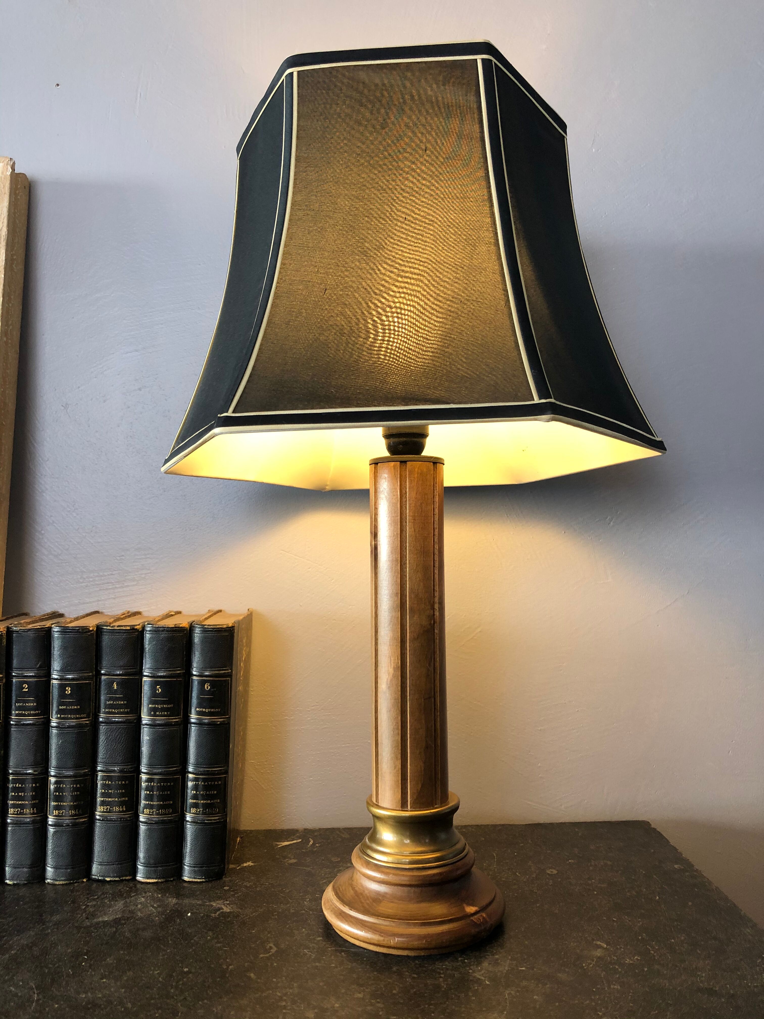 Wooden and brass lamp foot