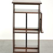 Large antique English oak book carousel from the 19th century