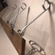 Old vintage wood and metal wall coat holder 4 patères