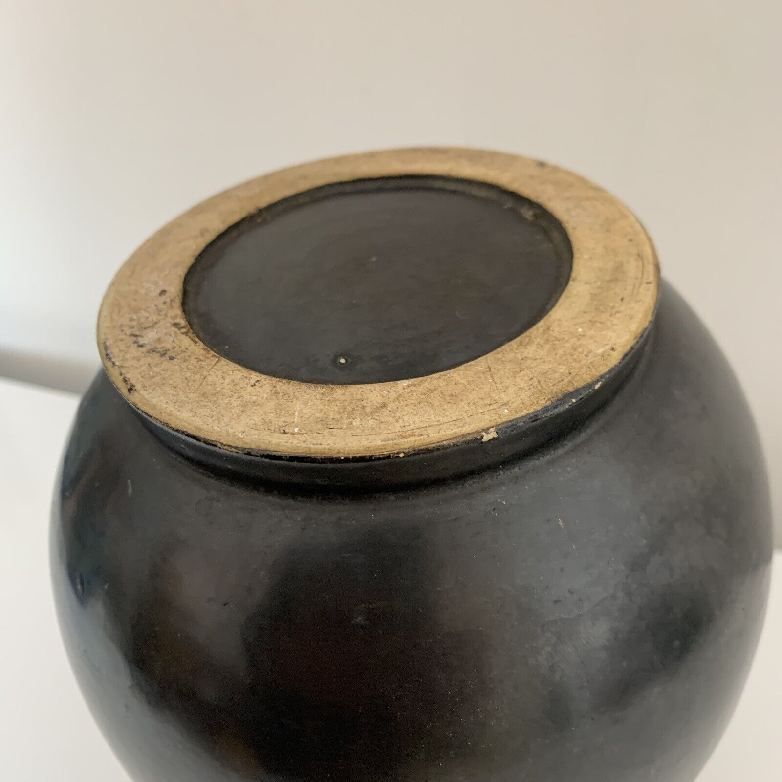 Vase with handles black yellow vintage