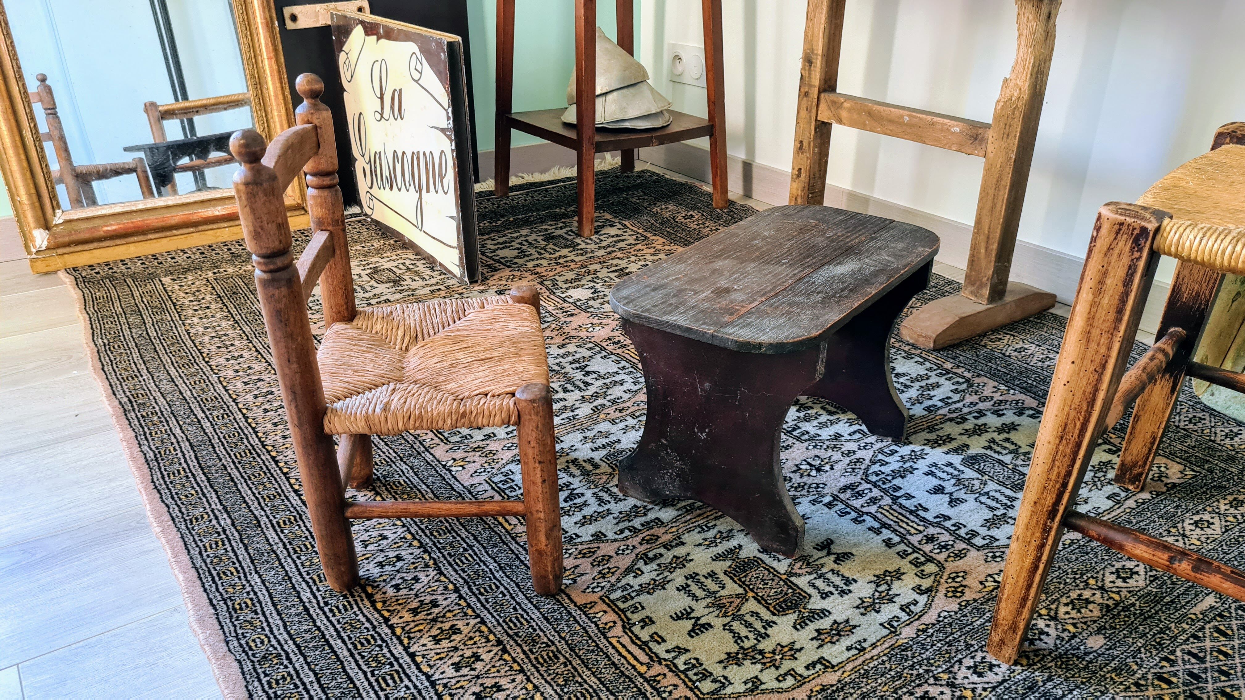 Chaise enfant campagnarde paillée