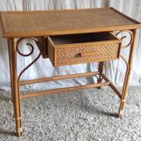 Vintage rattan desk - mid-20th century