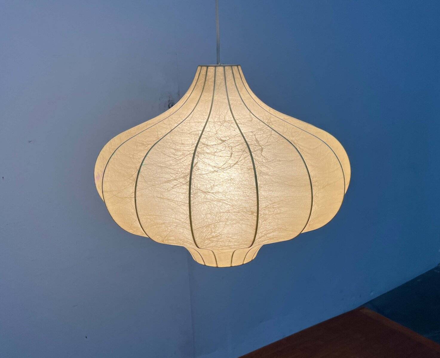 Modern mid-century Cocoon pendant lamp by Friedel Wauer for Goldkant Leuchten, Germany, 1960s.