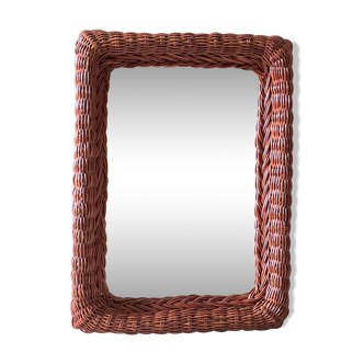 Miroir mural en rotin vintage
