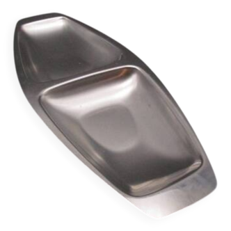 Plat 2 compartiments en acier alessi alfra vintage 1970