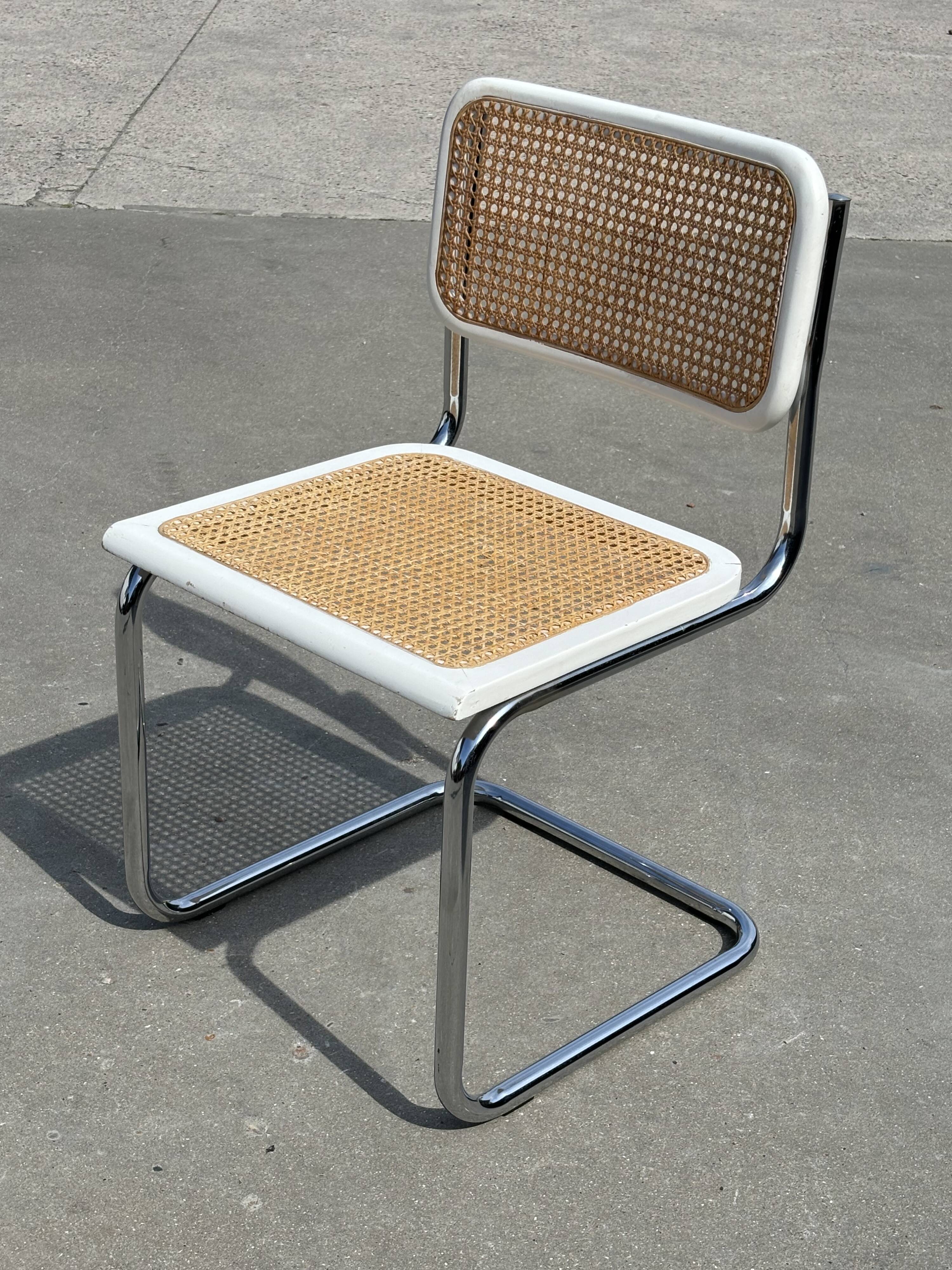 Cesca design chair model b32 in chrome white