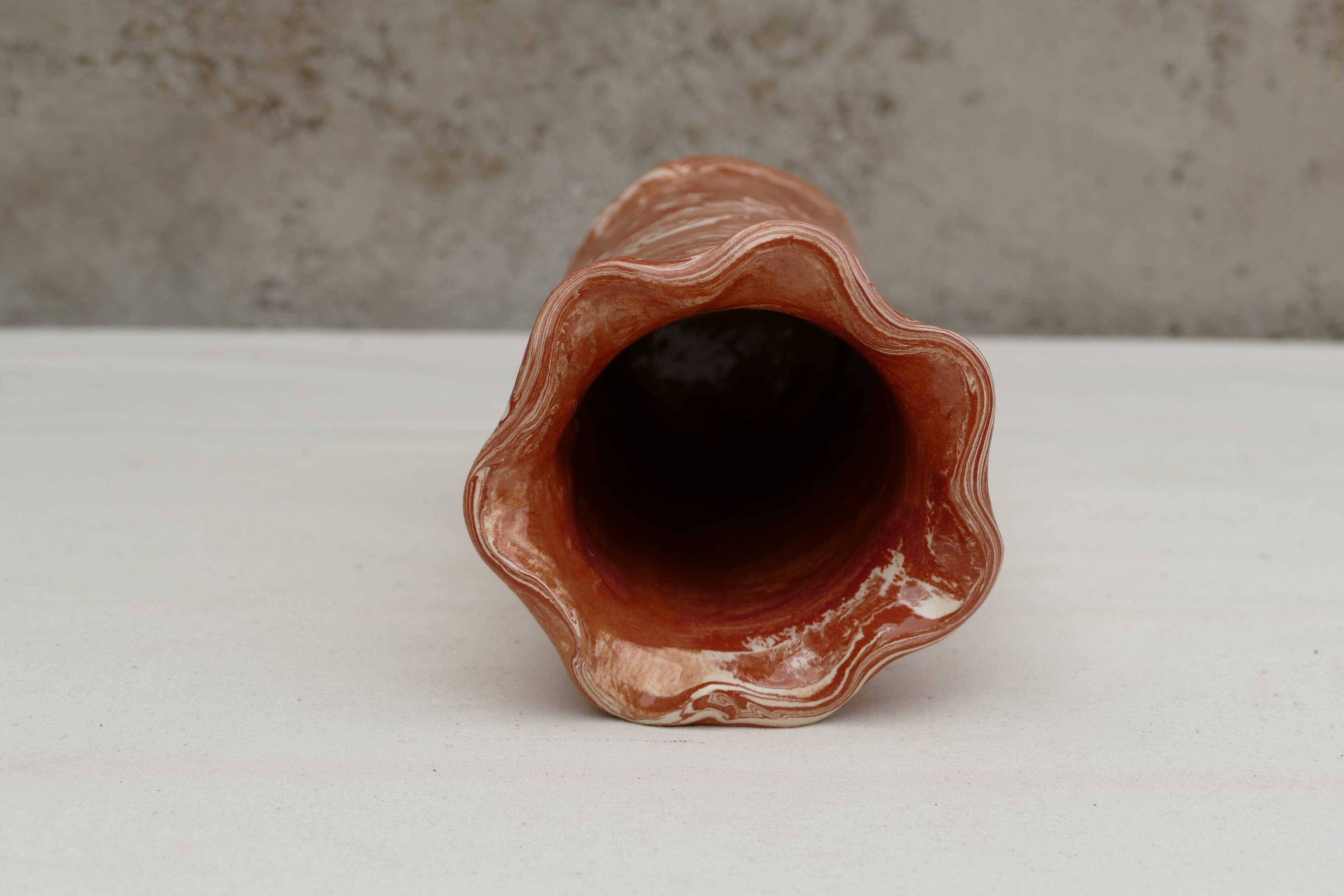 Marbled terracotta vase