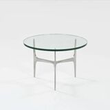 Knut HESTERBERG Table basse ronde en verre et aluminium poli