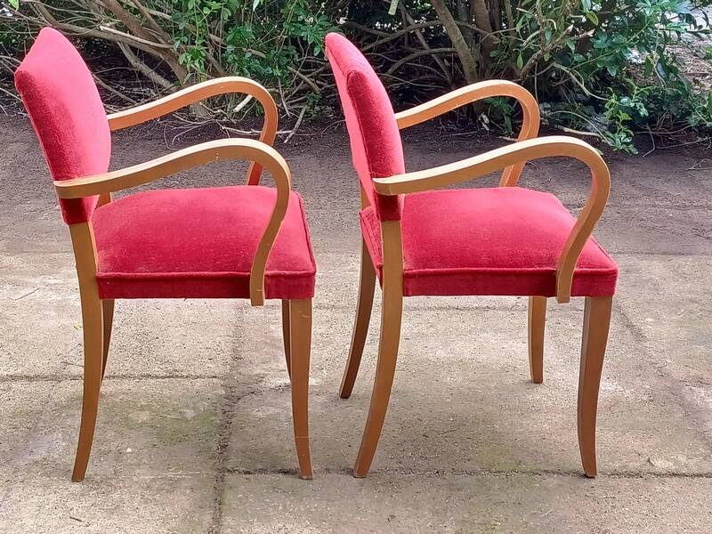Art Deco bridge chairs in fabric from the 1950s and vintage.