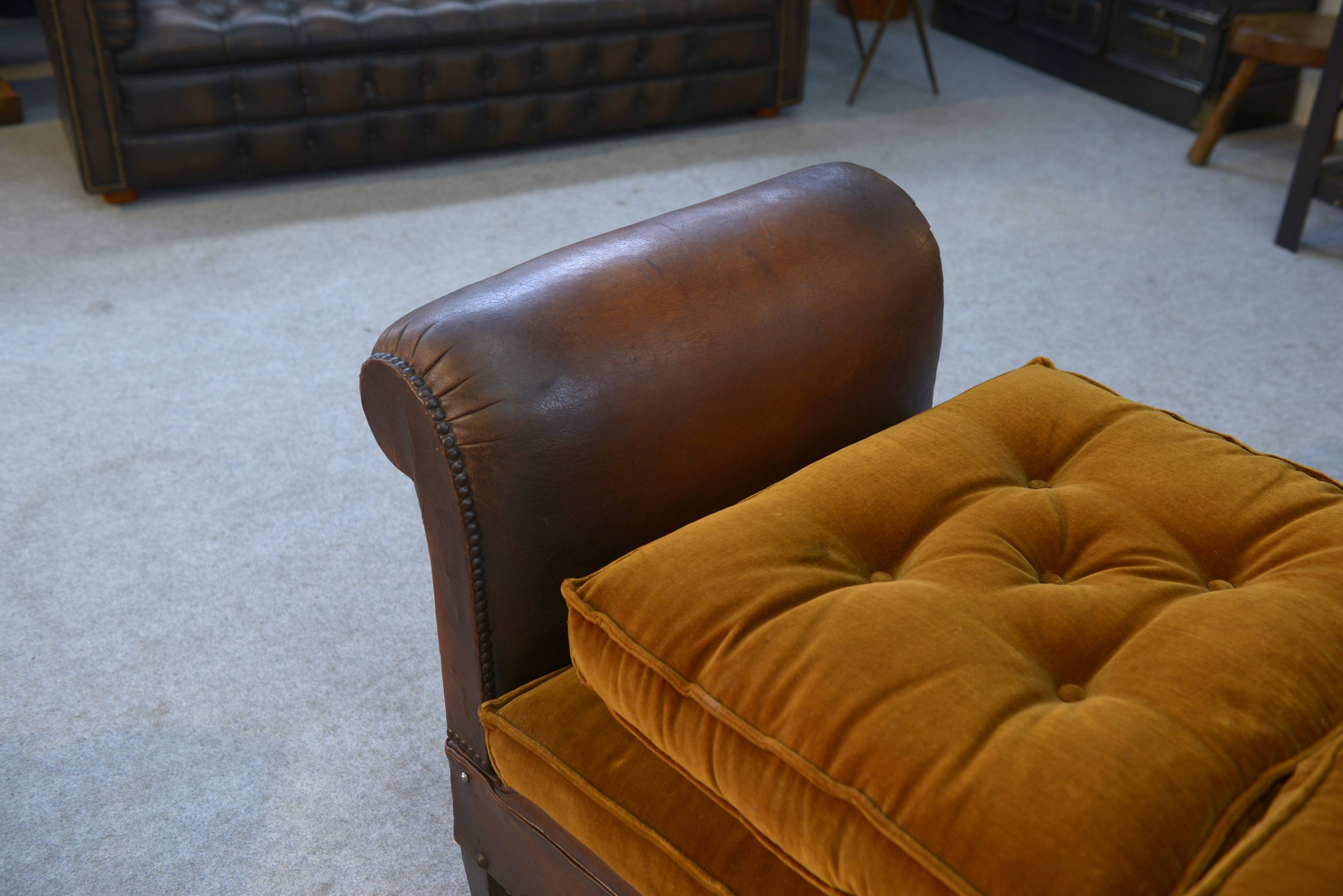 Studded leather bench circa 1920