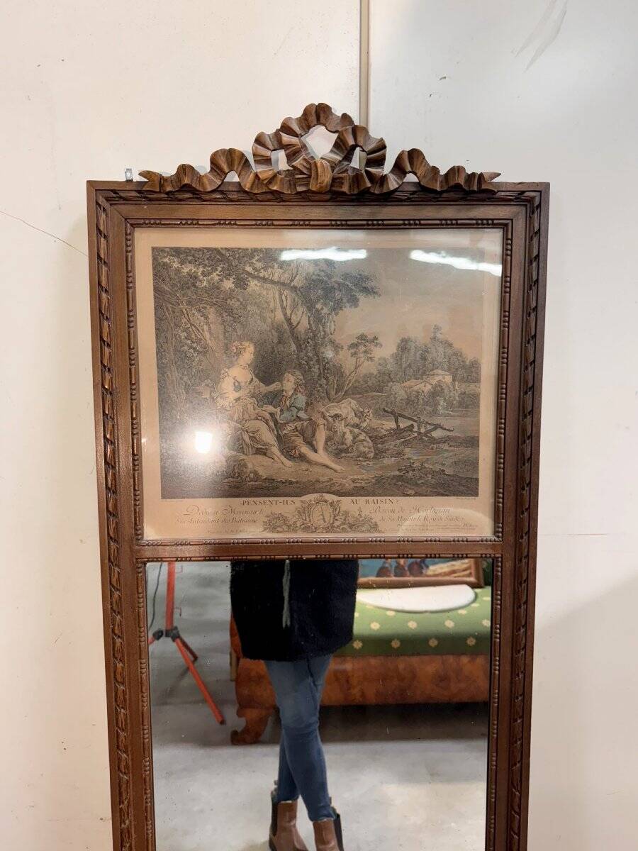 Louis XVI style trumeau mirror in carved wood