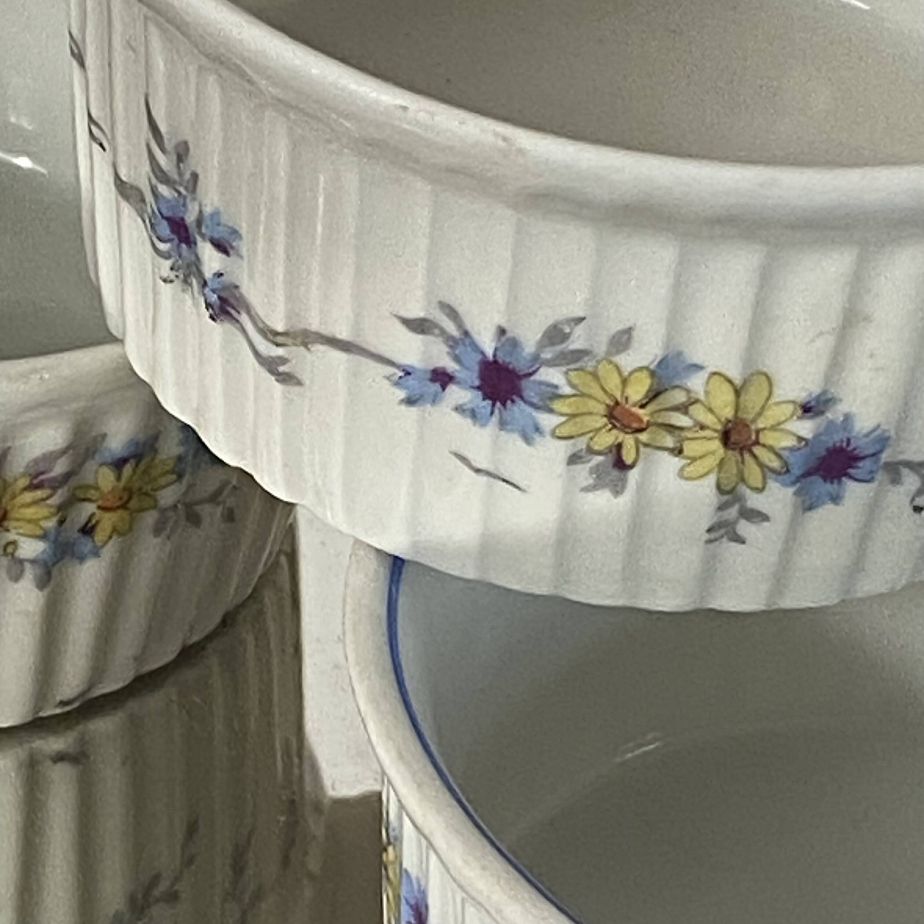 6 vintage porcelain ramekins with flowers