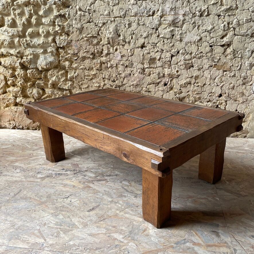 Brutalist solid oak coffee table