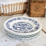 4 mismatched vintage porcelain and earthenware flat plates Marina set