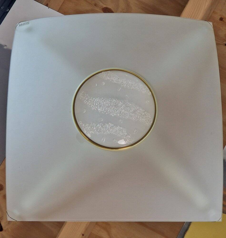 Vibea Quadra Ceiling Lamp in Ice Glass and Brass, 1970s