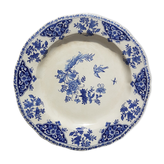 Plate Gien Earthen Floral Patterns and Bird