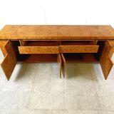 Burl wood credenza by Jean Claude Mahey, 1970s