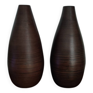 Paire de vases en bambou