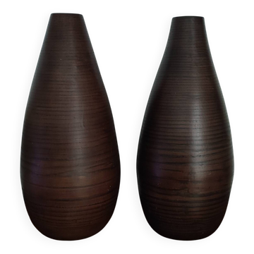 Paire de vases en bambou