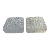 Pair of transparent glass ceiling lights from the 1960s.